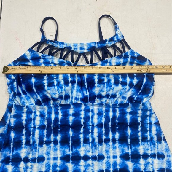 NWT $84 24th & Ocean Tankini Swim Top 18W Blue Tie Dye Plus Size‎ Swimwear $94 - Picture 8 of 13